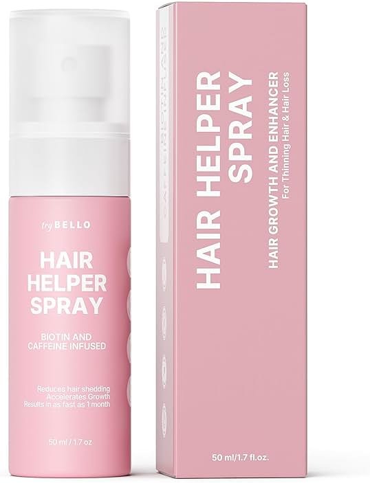 Trybello Hair Helper Spray | DHT Blocker Hair Growth Serum with Biotin, Castor Oil & Caffeine | Topical for Thicker, Fuller Strands | Anti Thinning, Vegan, Cruelty-Free Formula - Product Image