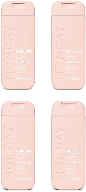 MONDAY Haircare MOISTURE Shampoo + Conditioner with Hyaluronic Acid & Shea Butter for Dry & Dull Hair 90 mL (Dual Set) - Product Image