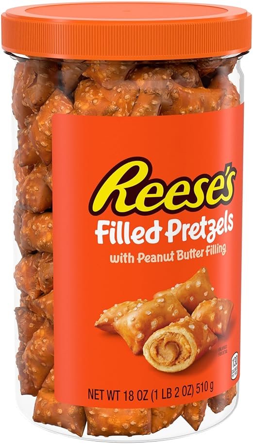 Reese's Filled Pretzels, Peanut Butter Pretzel Nuggets, Crunchy, Ready to Eat, Sweet and Salty Snack, 18oz Jar - Product Image