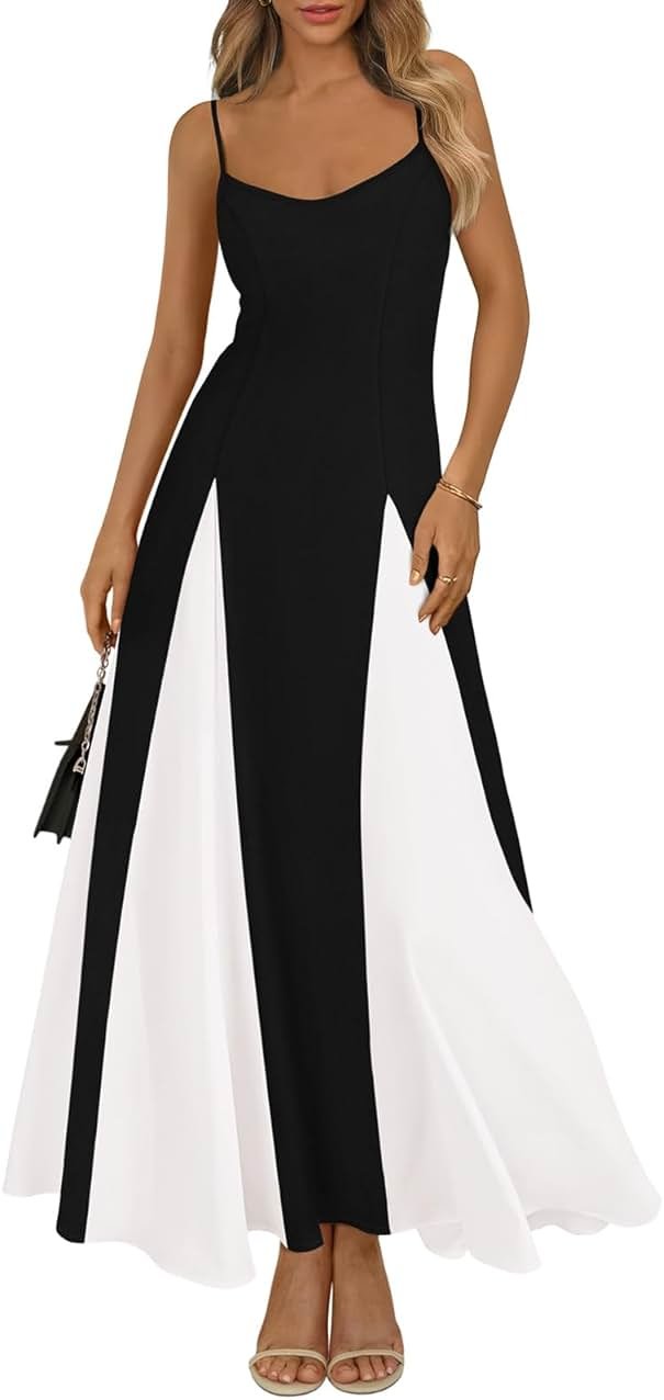 PRETTYGARDEN Spaghetti Strap Backless Summer Dresses for Women 2026 Flowy Maxi Dresses Sleeveless Wedding Guest Dress - Product Image