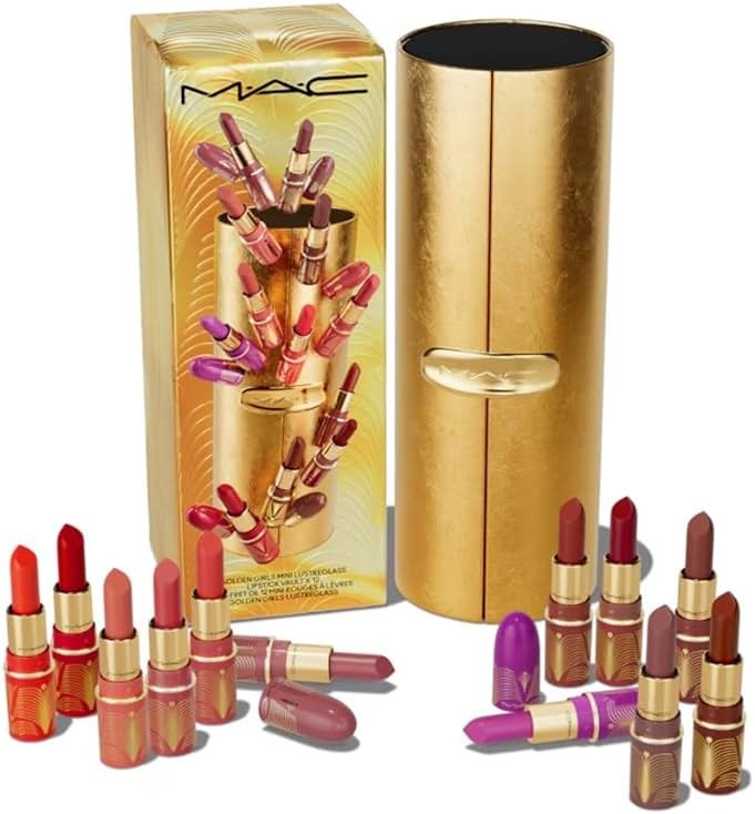 MAC Cosmetics Limited Edition Golden Girls Miniature Lustreglass Lipstick Vault x 12 - Vault and 12 Mini Lipsticks - Travel Size - Product Image
