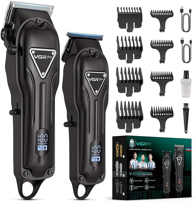 VGRPRO Electric Hair Clippers for Men, Cordless Clipper and Trimmer Set, Clippers for Hair Cutting Kit with Long Battery Life, Hair Grooming Trimmer for Family Kids and Self-Haircut Use - Product Image