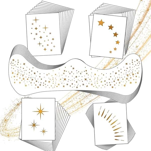 20 Pcs Gold Face Makeup Patches, Glitter Freckles Face Tattoo for Teenagers & Young Women, Sparkle Freckles Makeup Patches, Waterproof Face Glitter Freckles for for Christmas(Gold) - Product Image