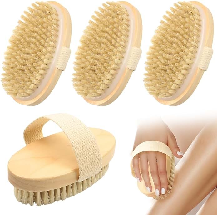 4 Pcs Dry Brushing Body Brush Exfoliating Body Brush Dry Brushing Body Brush for Lymphatic Drainage Back Circulation Improvement Dead Skin Remove Beauty Exfoliator - Product Image