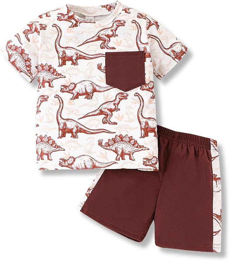 Klyatpxoen 2-7 T Toddler Baby Boy Outfits Shorts Sleeve Summer Beach Cocos T Shirts + Shorts Clothing Set - Product Image