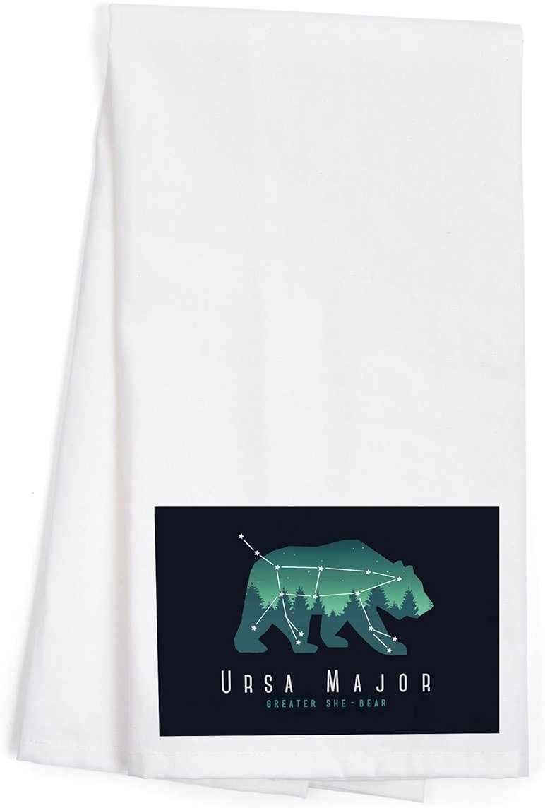 Lantern Press Ursa Major, Constellation Silhouette with Scene, Night Sky (100% Cotton Tea Towel, Decorative Hand Towel, for Kitchen and Home) - Product Image