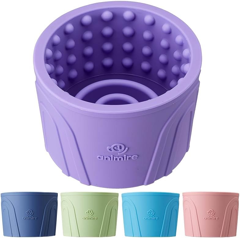 Dog Slow Feeder Lick Bowl, Anxiety Relief Dog Licking Mat Treat Dispenser, Non-Slip Anti-Choking Slow Eating Lick Bowl for Small Medium and Large Breed Dogs, BPA Free Silicone (Purple,M-L) - Product Image