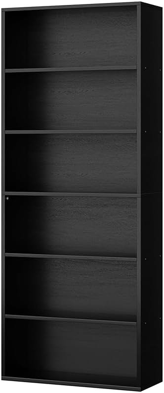 Shintenchi Bookshelf,6-Tier Open Bookcase and Bookshelves,6 Shelf Display Storage Shelves Floor Standing 70.6 inches Tall Bookcase for Home Office, Living Room (Black) - Product Image