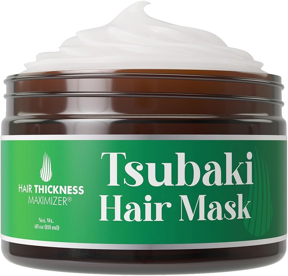 Tsubaki Hair Mask 4oz. Premium Japanese Camellia Oil (Tsubaki) Butter for Moisturizing, Hydrating, Repair & Growth. Camellia Seed Oil Treatment for Dry, Curly, Frizzy, Damaged & Color Treated Hair - Product Image