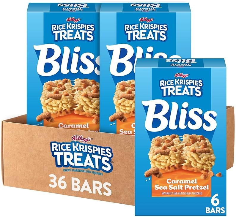 Rice Krispies Treats Bliss Crispy Marshmallow Squares, Snack Bars, Caramel Sea Salt Pretzel (6 Boxes, 36 Bars) - Product Image
