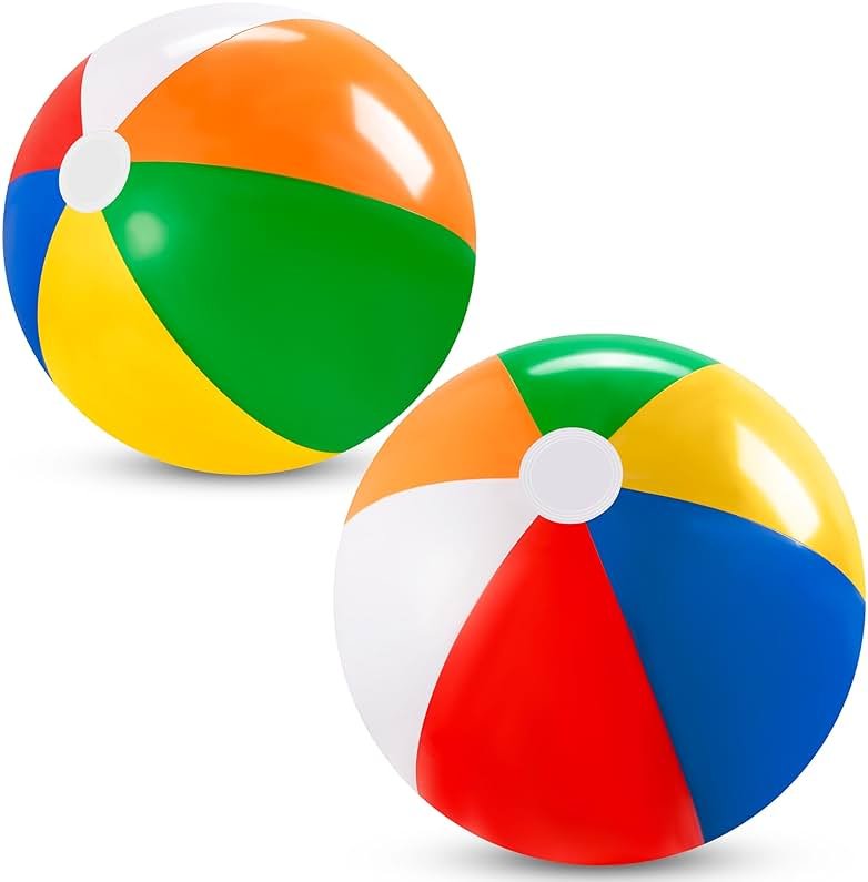 JOYIN 2-Pack 20" Beach Balls - Pool Toys Large Inflatable Beach Ball Swimming Pool Water Games, Classic Rainbow Color Beachball Luau Birthday Decorations Party Supplies Party Favors Gifts - Product Image