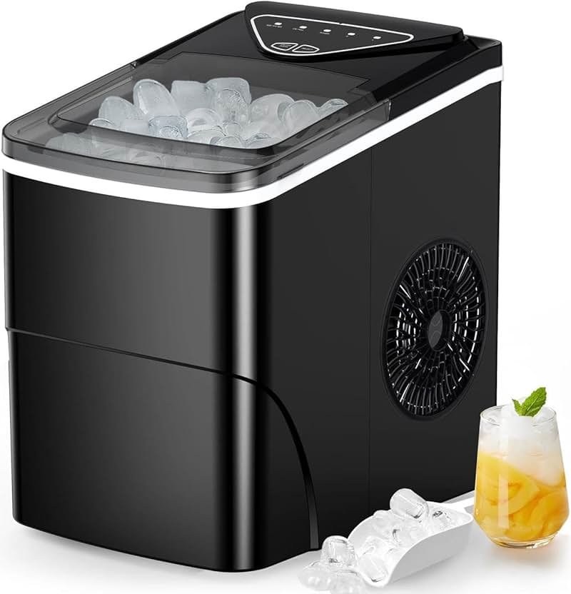 Totnz Countertop Ice Maker Machine, 26lbs in 24Hrs, 9 Ice Cubes Ready in 6 Mins, Auto-Cleaning Portable Ice Maker with Basket and Scoop, for Home/Kitchen/Camping/RV - Product Image