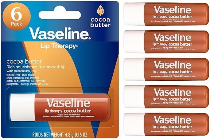 Vaseline Lip Therapy Cocoa Butter Lip Balm, 6 Pack, 0.16 Oz Ea - Product Image