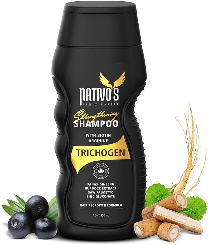 Nativo's Strengthening Shampoo for Thinning Hair – Biotin, Trichogen, Saw Palmetto and Zinc Formula – Volumizing and Thickening for Men and Women, 350 ml - Product Image