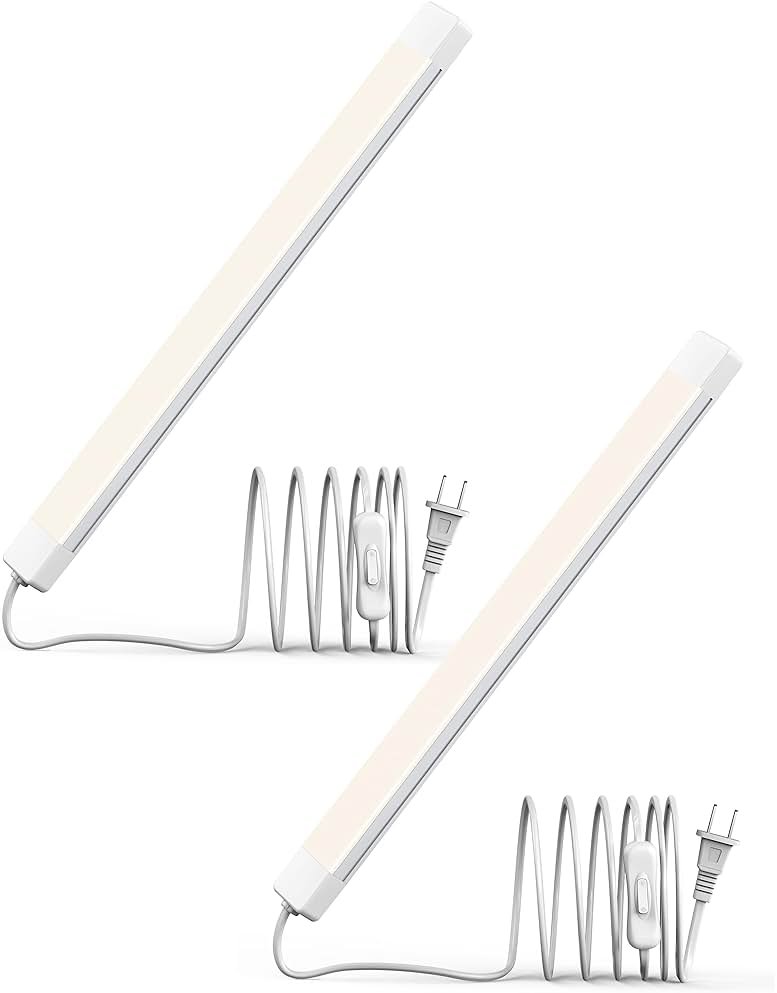 ASOKO 16 Inch Under Cabinet Lights,Plug and Play Under Counter Lighting,4500K Daylight White with 700LM Bright,ETL Light Bar with ON/Off Switch for Kitchen,Under Desk,Workbench-2 Pack - Product Image