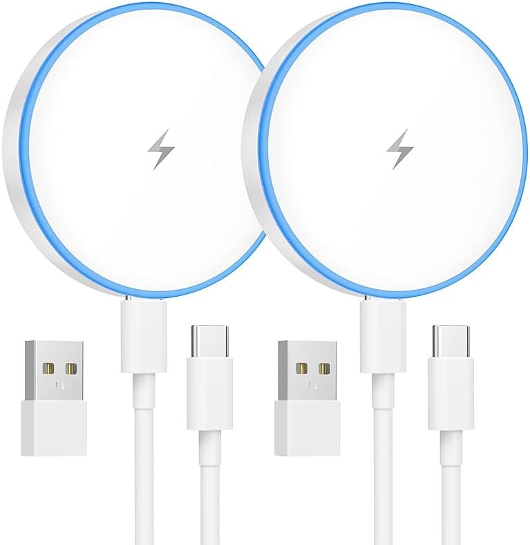 MagSafe Charger 2 Pack 15W Magnetic Wireless Charger Fast Charging Pad Compatible with iPhone 17/16/15/14/13/12 Series & AirPods 4/3/2/Pro Magnetic MagSafe Charging Pad with Dual Ports - Product Image