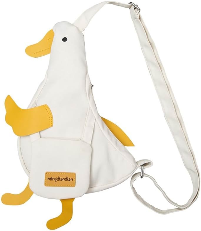 Cute Duck Purse Canvas Messenger Bag Cartoon Chest Wallet Novelty Bag Unisex Funny Shoulder Bag for Girls Women Daily Use ﻿ | Cute Duck - Product Image