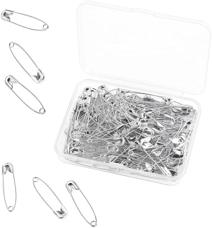100 Pack Silver Safety Pins Assorted, Galvanized Steel Bulk Safety Pins for Sewing, Clothes, Arts & Craft (1.5 Inch / 38 mm) - Product Image