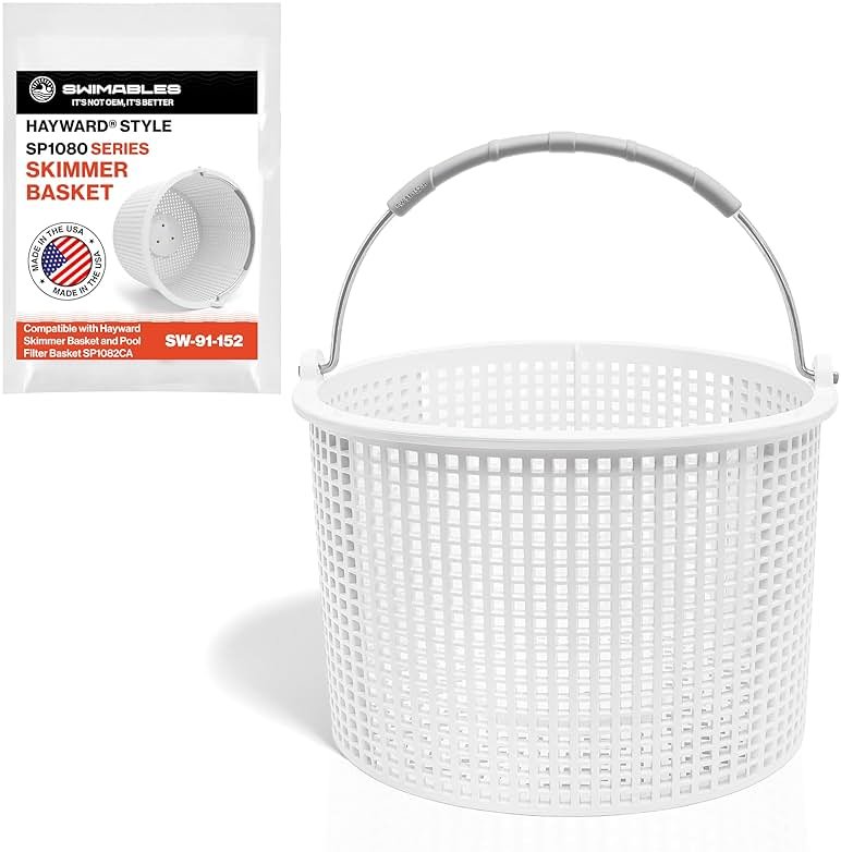 Swimables Pool Skimmer Basket for Inground Pool Compatible with Hayward Skimmer Basket and Pool Filter Basket SP1082CA | Built-in Brass Weight | 316 Stainless Steel Handle & Convenient Rubber Grip - Product Image