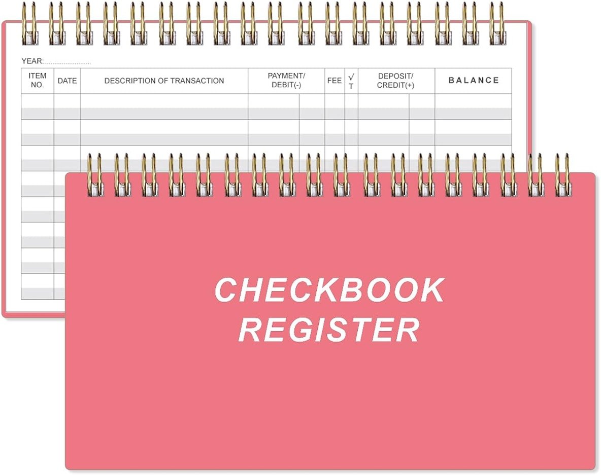 Check Registers for Personal Checkbook - A6 Blank Ledger Transaction Registers for Personal, Check Register Book for Checking and Saving Account, Deposit and Credit Card, 3,75" x 6.75", Pink - Product Image
