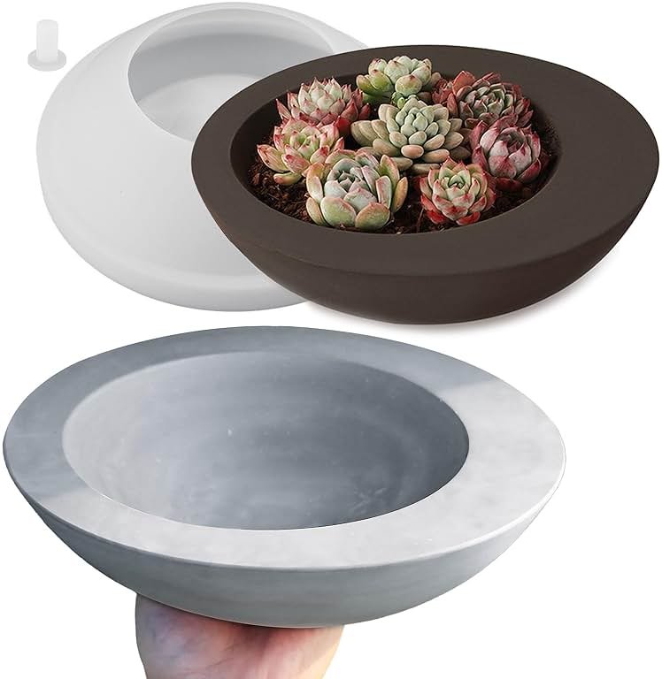 Wehous Large Round Container Mold, Silicone Irregular Bowl Storage Resin Concrete Molds, Candle Holder Succulent Planter Jewelry Trinket Tray Plate Mold DIY Epoxy Resin Casting Plaster Cement Decor - Product Image