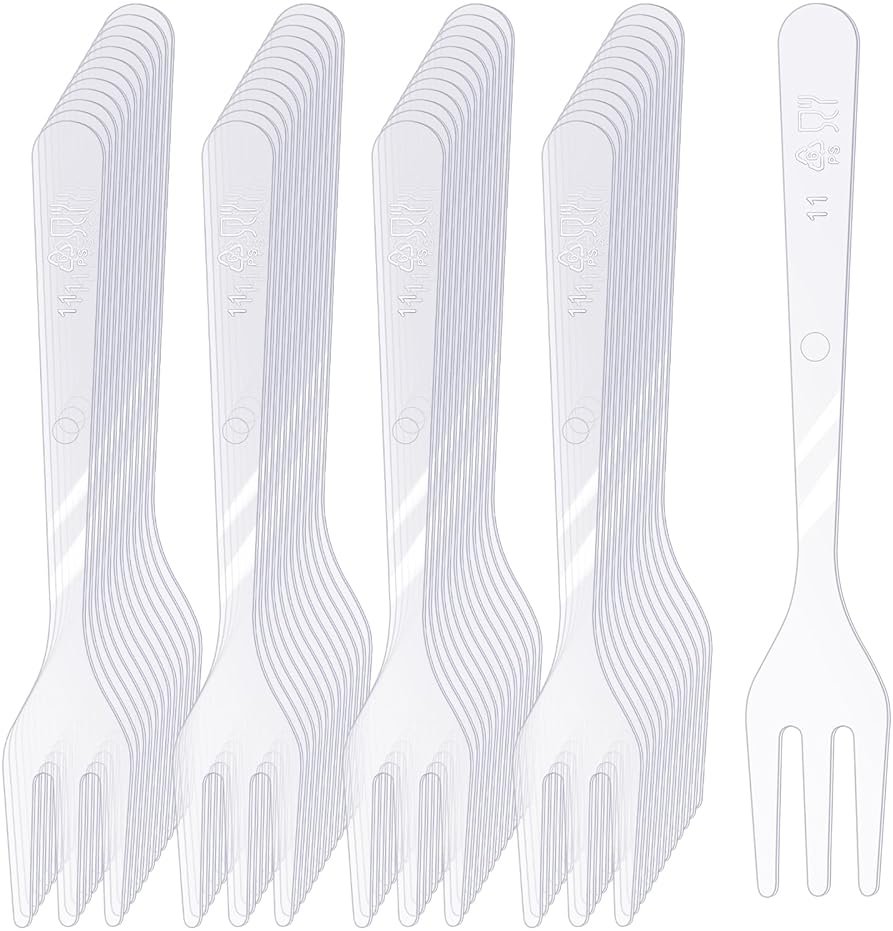 500 Pcs Plastic Disposable Forks Clear Small Dessert Forks 3.94 x 0.59 Inch Tiny Plastic Appetizer Forks Mini Cocktail Forks Tasting Forks for Fruit Dessert Cakes Party Serving Supplies - Product Image