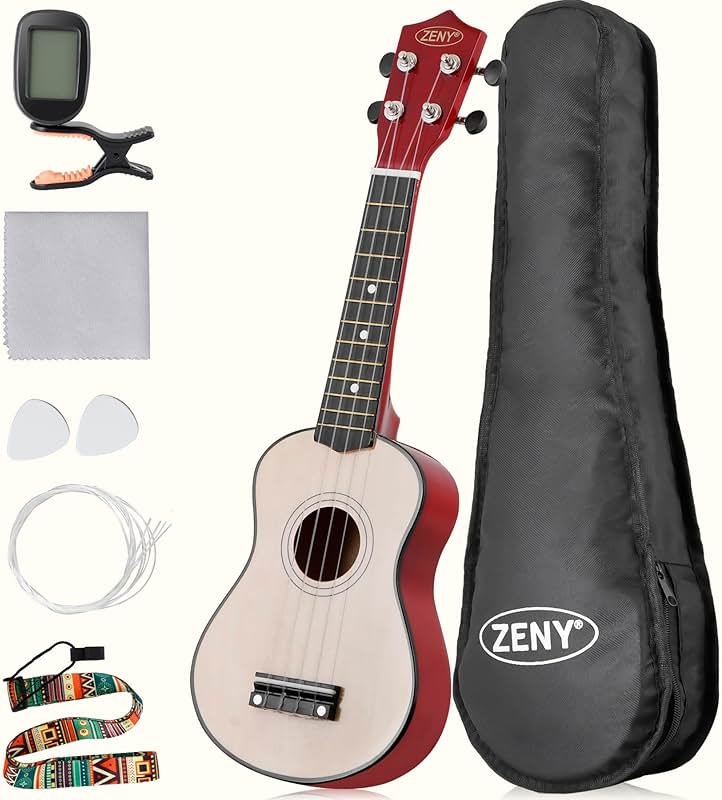 ZENY Soprano Ukulele for Beginners 21 Inch Ukelele Kit for Starter with Gig Bag, Strap, Nylon String, Tuner Pick - Product Image