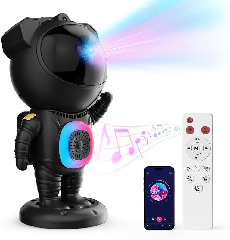 Astronaut Galaxy Projector,Space Projector,with Bluetooth Speaker and Remote Control,360° Adjustable Angle,Spaceman Star Kids Night Light, for Bedroom Ceiling Adult Birthday Valentine's Day (Black) - Product Image