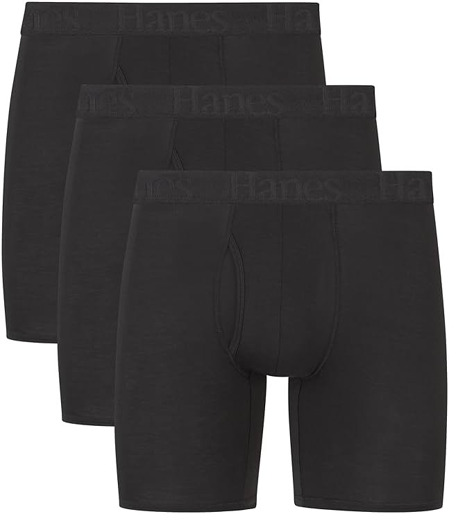 Hanes Men's Underwear, SuperSoft Viscose from Bamboo, 3-Pack, Sexy Men's Underwear, Short or Regular- Leg Boxer Briefs - Product Image