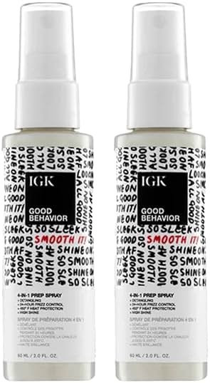 IGK GOOD BEHAVIOR 4-in-1 Prep Spray Travel Size | Gently Detangles, Controls Frizz for 24 Hours, Heat Protection & Shine | Weightless Formula for Smooth Hair | 2.0 Fl Oz (Pack of 2) - Product Image