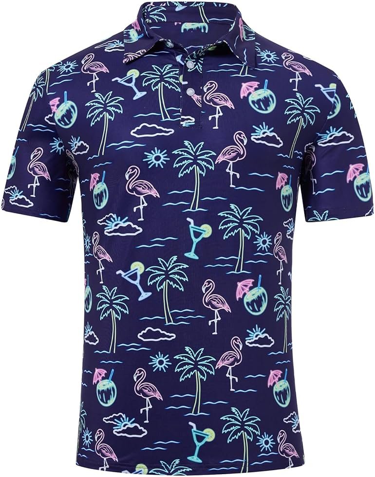 Mens Funny Golf Shirts for Men Polo Performance Moisture Wicking Dry Fit Shirt M-XXL - Product Image