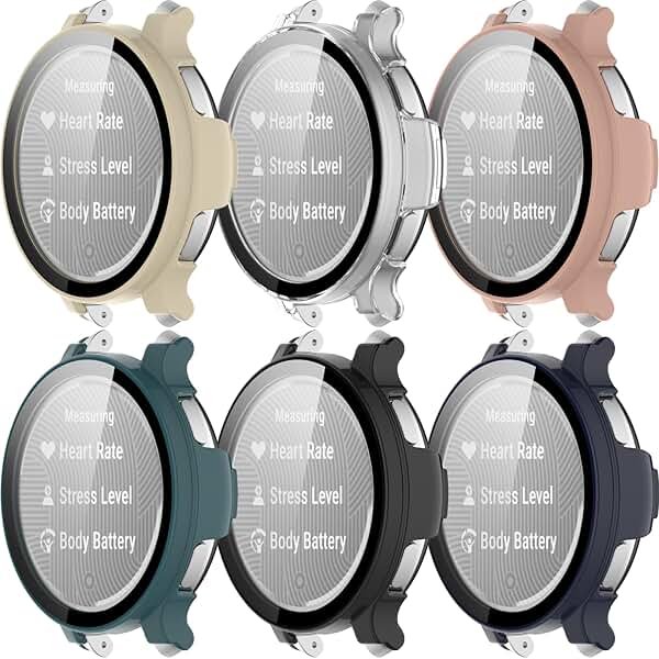 Intended for Garmin Lily 2 Active Case Build-in [Tempered Glass] Film Hard PC Bumper Face Cover Shell Screen Protector for Garmin Lily 2 Active Smartwatch Accessories - Product Image