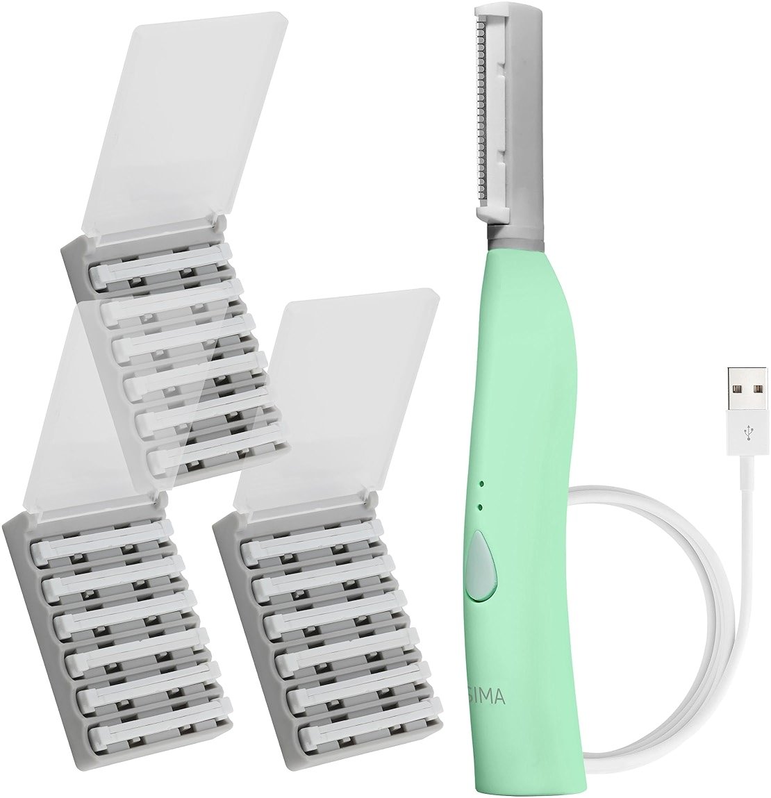 SPA SCIENCES - SIMA Patented Dermaplane Razor for Women Face – Painless 2-in-1 Facial Exfoliation & Peach Fuzz Hair Removal – Anti-Aging – 3 Speeds – Rechargeable – 19 Weeks Treatment - Product Image