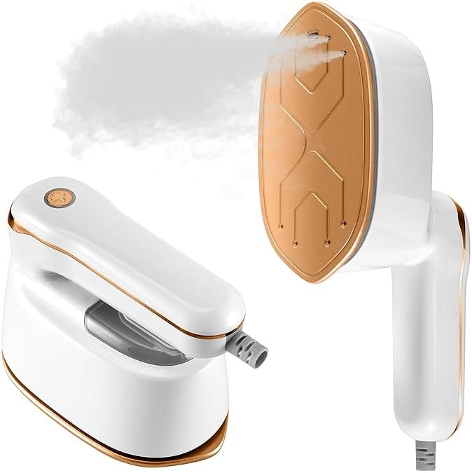 Garment Steamer, 2-IN-1 Travel Iron for Clothes, Powerful Clothes Steamer Iron for Travel, 1100W, Fast Heat-up, 3 Steam Levels Output, Portable Handheld Steamer for Travel Home & Office (Light White) - Product Image