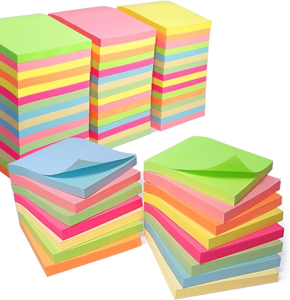 Zenmmy Sticky Notes 3x3 Inches, Self-Stick 48 Pads Bulk, 8 Bright Colors, Colorful Self-Adhesive Notes Pads for Home, School, Office, Notebook, 75 Sheets/Pad - Product Image