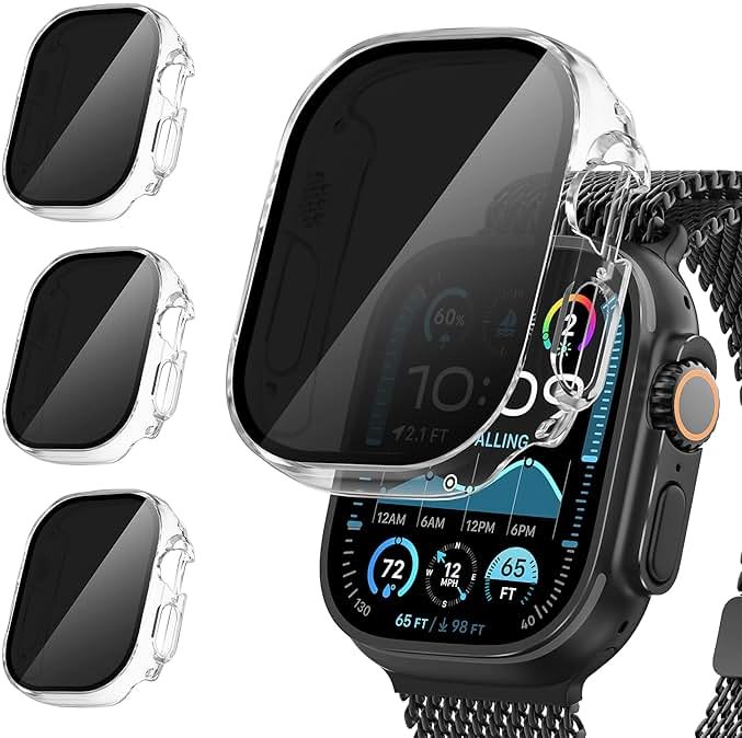 Suoman 3-Pack for Apple Watch Ultra 3/2/1 49mm Privacy Screen Protector Case, [Anti-Peeping] Ultra-Thin Tempered Glass Case Cover for iWatch Ultra 49mm 3/2/1 - Product Image