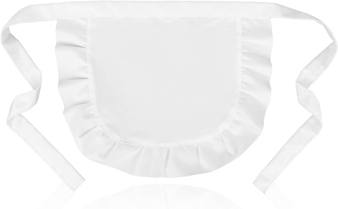 Trinkrittey Cosplay Waist Apron, White Cosplay Waist Apron Puffy Tight Costume Half Apron White Apron Party Cosplay Costumes Dress Accessory Kitchen Party Favors Maid Half Apron for Women Girls - Product Image