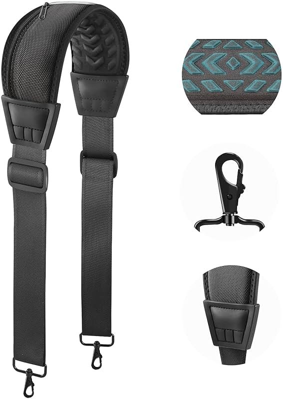 FIEIL 60" Universal Shoulder Strap, 3D Sponge Thick Padded Bag Strap with Double Adjustable Buckles and Metal Hooks, Ideal for Briefcases, Crossbody Bags, Luggage (Storage Bag + Reflective Tape) - Product Image