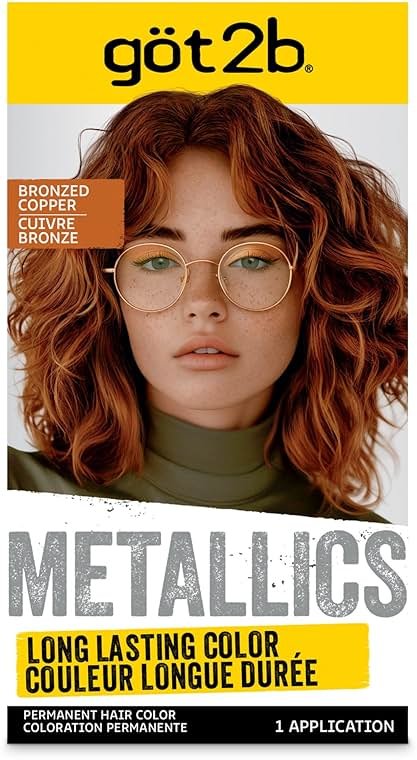got2b Metallics Permanent Hair Dye, Bronzed Copper, Hair Color for Women & Men, Formulated with Metallic-Shine Booster for Cool, Shimmering Tones, Lasts Up to 30 Washes, 1 Kit - Product Image