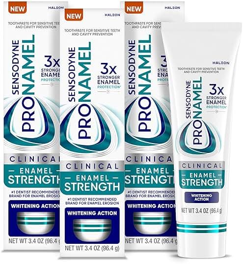 Sensodyne Pronamel Clinical Enamel Strengthening Toothpaste, Whitening Action, 3.4 oz (3 Pack) - Product Image