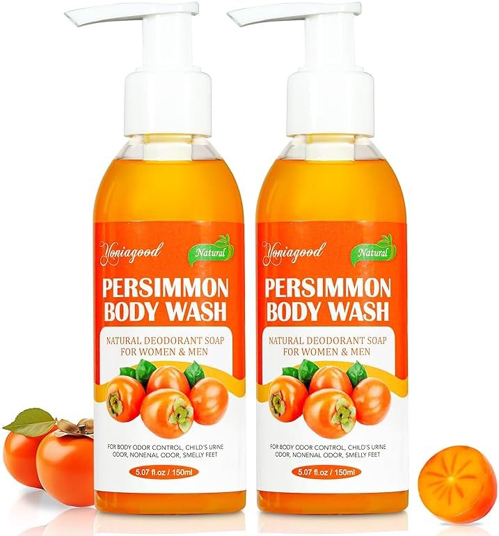 yoniagood 2 PCS Persimmon Body Wash for Strong Odor Control, Natural Persimmon Soap Bar Old People Smell Remover, Smelly Feet Deodorant Body Odor Eliminator, Body Wash Gel for Women & Men - Product Image