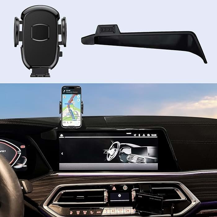 DJXCAR Car Phone Holder Mount Fit for BMW X7 2019-2022/X5 2019-2023/X6 2020-2023(Only fits for 12.3-inch Screen), Car Dashboard Mount,Thick Cases Friendly Fit for iPhone/Android and All Smartphones - Product Image