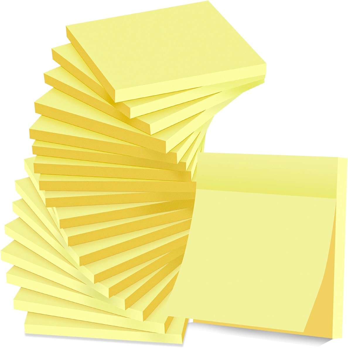 (18 Pack) Sticky Notes 3x3 in Yellow, Strong Adhesive, Clean Removal, Recyclable, Self-Stick Pads, Easy to Post for Home, Office, Notebook - Product Image