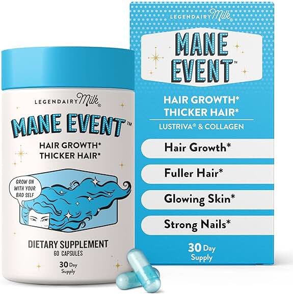 Legendairy Milk Hair Growth Vitamins for Women - Biotin for Hair Growth with Collagen & Lustriva, Hair Loss Products & Supplements for Thinning, Thicker, Fuller, Stronger Skin & Nails, Mane Event™ - Product Image