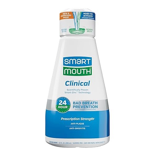 SmartMouth Clinical Zinc Activated Mouthwash - Anti-Plaque & Anti-Gingivitis for Healthy Gum Support - All-Day Fresh Breath - Alcohol-Free, Sugar-Free, & Gluten-Free - Clean Mint - 32 fl oz - Product Image