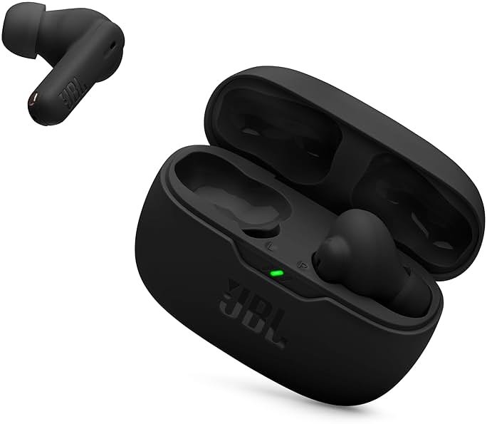 JBL Vibe Beam 2 - True Wireless Noise Cancelling Earbuds with JBL Pure Bass Sound & Smart Ambient technology, 4mics for crisp, clear calls, up to 40Hrs of Playback, IP54 Dust & Water resistant (Black) - Product Image
