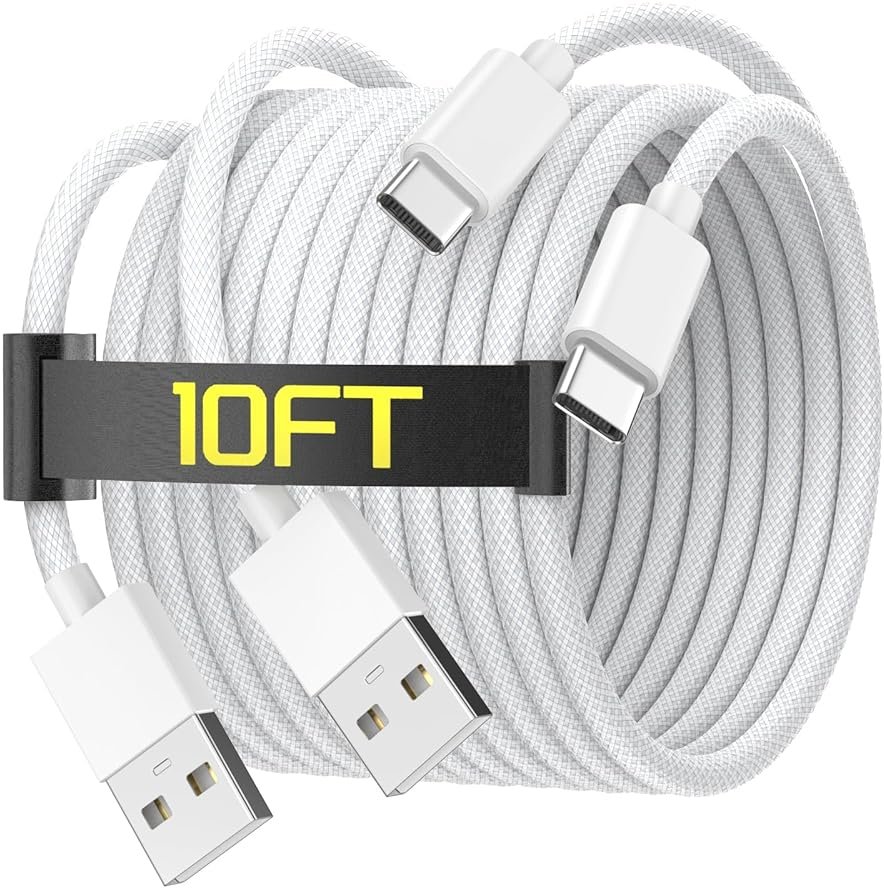 10FT Car Carplay Cable for iPhone 17 16, 2 Pack [Apple MFi Certified] 60W USB A to USB C Fast Charging Cable Woven Car Charger Cord Compatible for iPhone 17/17 Pro/17 Pro Max/Air/16 Pro Max/15 Pro Max - Product Image