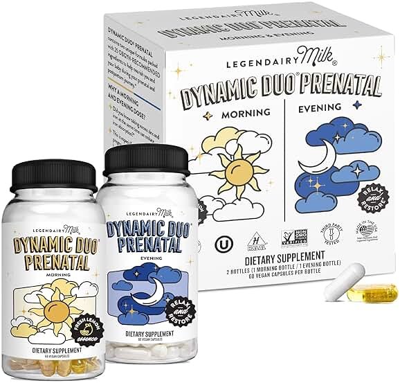 Legendairy Milk Dynamic Duo® Prenatal 2-in-1 Prenatal Vitamins for Women - Morning & Night Prenatal Vitamins with DHA and Methylated Folate - 25 Vitamins & Minerals for Every Stage, 30 Day Supply - Product Image