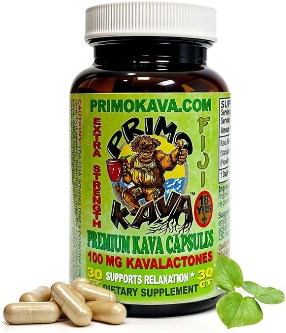 PRIMO KAVA Kava Capsules 3000mg | Authentic Kava Kava from Fiji | Fast Acting Kava Extract | 3,000mg of Kavalactones | Adaptogenic Experience | Certified 3rd Party Testing - Product Image
