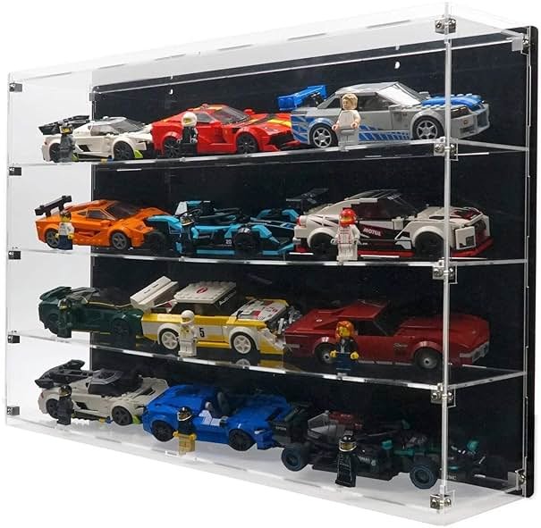 Brickcessories Wall-Mount Display Case Compatible with 12 LEGO Speed Champions Cars – Compact Multi-Tier Racing Showcase – Sets Not Included - Product Image